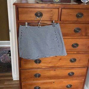 Black, gingham skirt.